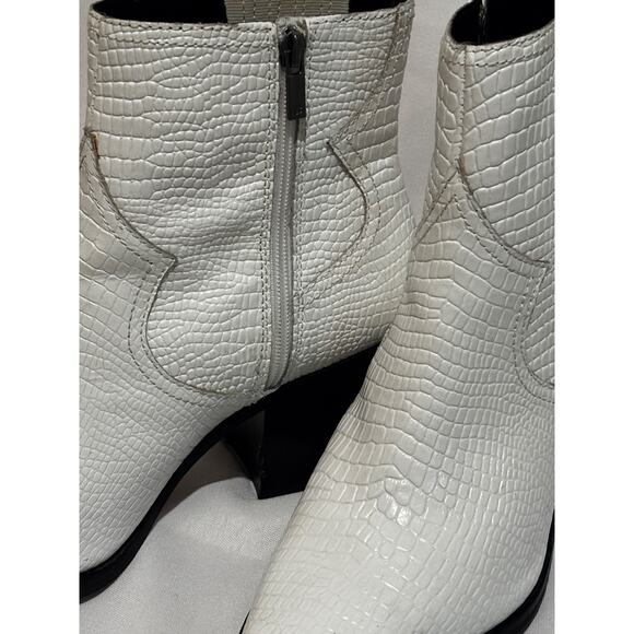 Lucky Brand White Croc-Embossed Heeled Boots - Picture 8 of 10